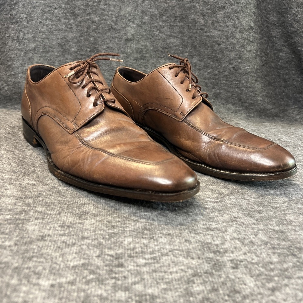 Sz 8.5 HUGO BOSS‎ Men's Dress Shoes Moc Toe Derby Mahogany Brown Leather NICE!